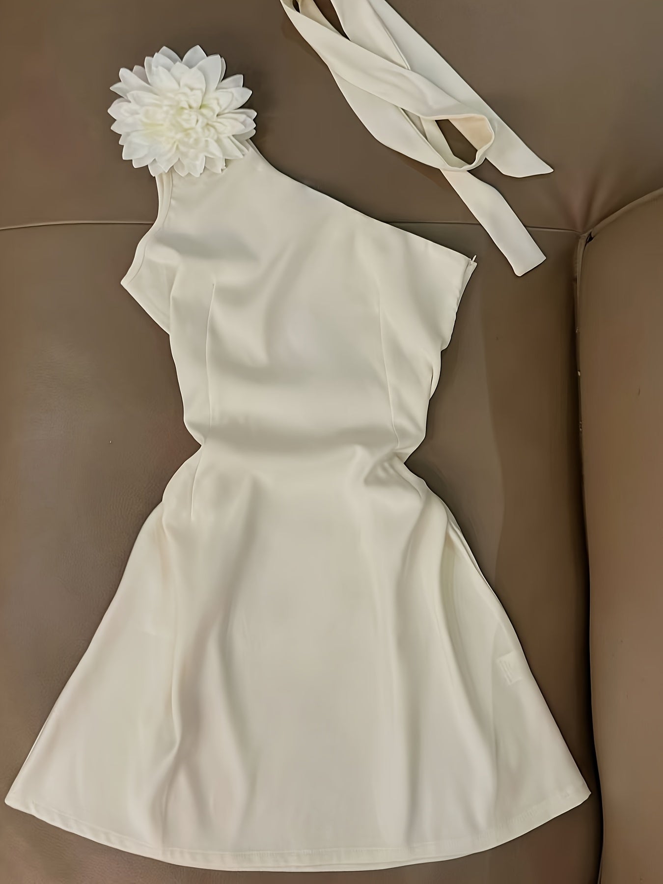 2025 New Fashion Design Elegant Temperament Off-Shoulder Shoulder 3D Floral Decor Short Dress Party Dress Evening Gathering Dress