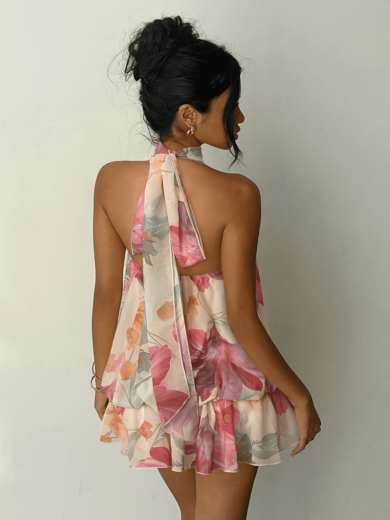 Light Yellow Mini Dress | Women'S Elegant Off-Shoulder Tie Summer Dress Holiday Dress Floral Dress