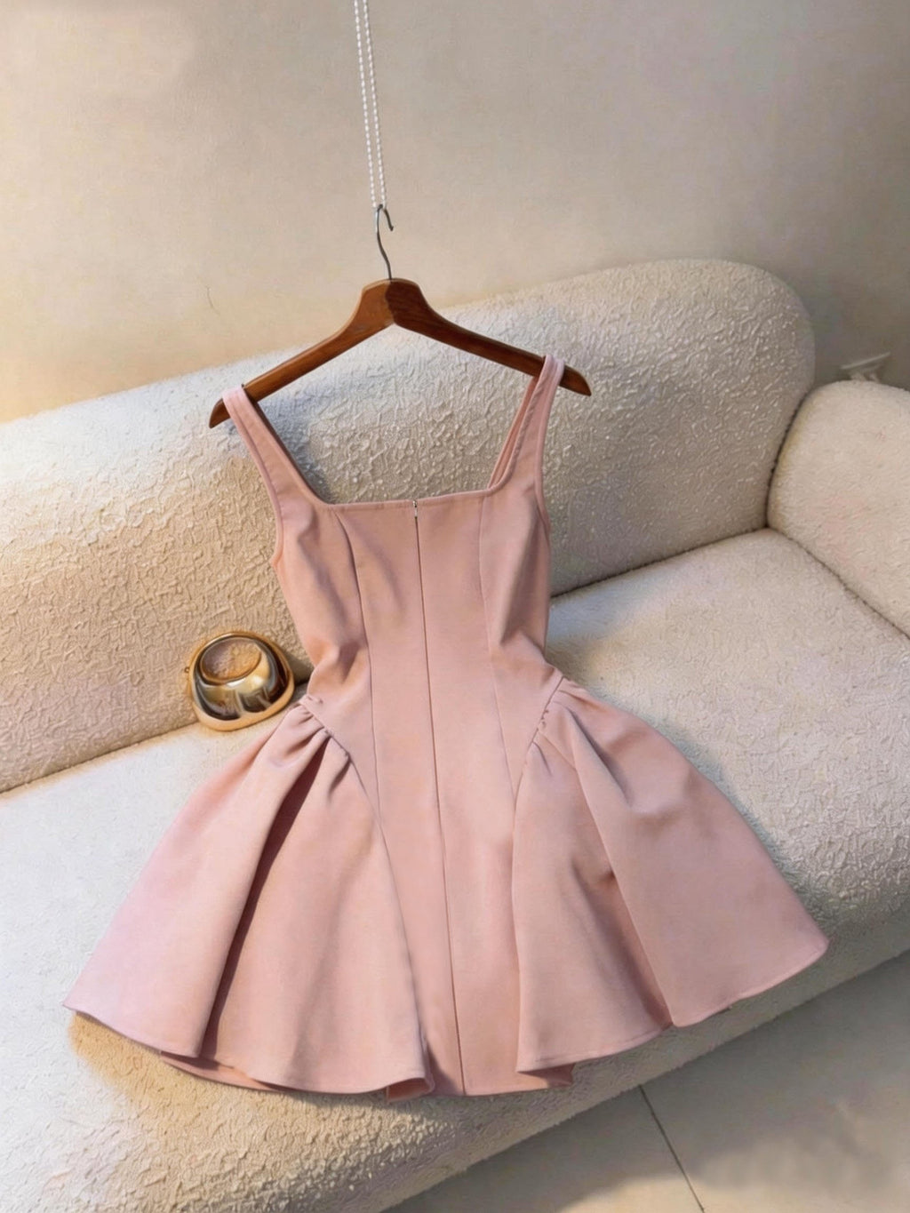 Fashionable Women's New Spring, Summer, and Autumn Style Tank Top Camisole Dress with Back Zipper Design, Comfortable and Simple, Elegant with a Full Skirt Hem, Stylish Hot Outfit